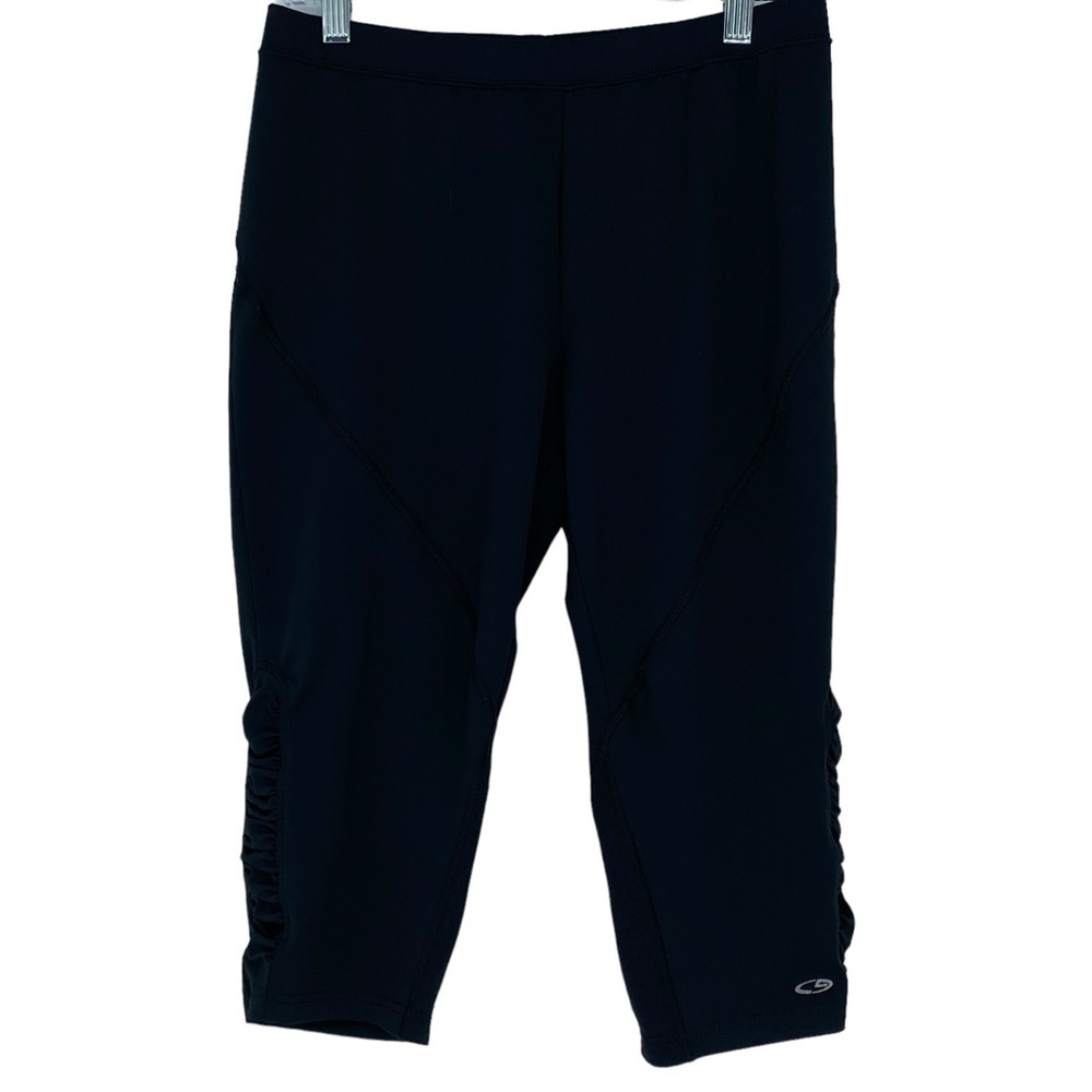 C9 by Champion black cropped ruched sides athletic pants wms sz medium